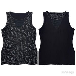 White House Black Market Black appl a Dot Reversible V-neck liquid Jersey top XS
